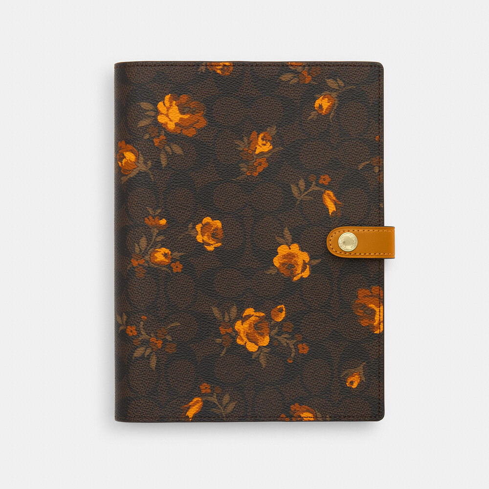 Coach Outlet Notebook In Signature Canvas With Floral Print